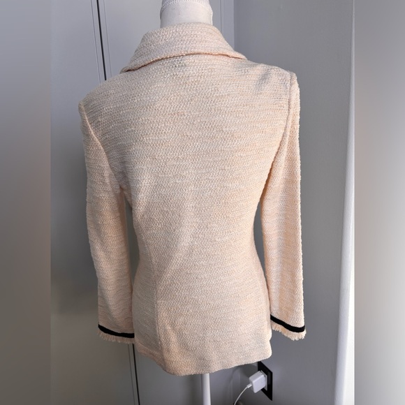 St. John Cream Textured Blazer with Black Accents - Picture 5 of 12
